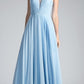 Cinderella Divine CJ251 Long A-Line Chiffon Dress Illusion Neckline