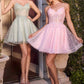 Ladivine CJ419 Short Damas Lace Applique A-Line Dress