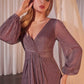 Ladivine CK2141 Long Sleeve Sheath Draped Dress