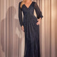 Ladivine CK2141 Long Sleeve Sheath Draped Dress