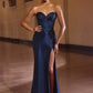CLEARANCE - Ladivine CK918 Sweetheart Fitted Shimmering Champagne/Gold Gown (Size 2)