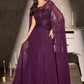 Ladivine CL08 Long A-Line Chiffon Flowing Cape Evening Gown