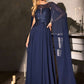 Ladivine CL08 Long A-Line Chiffon Flowing Cape Evening Gown