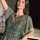 Ladivine CL09 Flutter Sleeve Illusion Neck A-Line Chiffon Gown