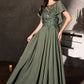 Ladivine CL09 Flutter Sleeve Illusion Neck A-Line Chiffon Gown