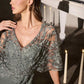 Ladivine CL10 Mother of the Bride V-Neckline Lace Bodice A-Line Gown