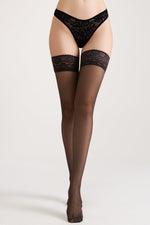Conte Class 20 Den women's stockings with silicone lace top in graphite gray