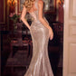 Ladivine CM003 Sculptural Metalllic Fitted Platinum Gown