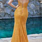Cinderella Divine CM317 Fitted Sequins Boned Bodice Formal Gown