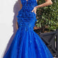 Ladivine CM328 Long Floral Applique Mermaid Gown