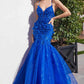 Ladivine CM328 Long Floral Applique Mermaid Gown