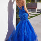 Ladivine CM328 Long Floral Applique Mermaid Gown