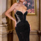 Ladivine CM365C Dress Curve Fitted Black Glimmering Gown