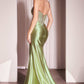 Ladivine CM368 Dress Strapless Lace Bodice Satin Fitted Gown