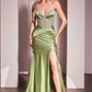 Ladivine CM368 Dress Strapless Lace Bodice Satin Fitted Gown