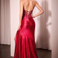 Ladivine CM368 Dress Strapless Lace Bodice Satin Fitted Gown