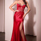 Ladivine CM368 Dress Strapless Lace Bodice Satin Fitted Gown