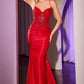 Ladivine CM372 Dress Fit & Flare Stretch Taffeta Embellished Gown