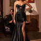 Ladivine CM378 Dress Strapless Satin Corset Prom Gown