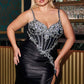 Ladivine CM383 Fitted Crystal & Satin Bodycon Dress