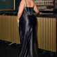 Ladivine CM383 Fitted Crystal & Satin Bodycon Dress
