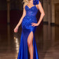 Ladivine CM386 Sculpted Floral Shoulder Corset Bodice Evening Dress