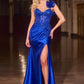 Ladivine CM386 Sculpted Floral Shoulder Corset Bodice Evening Dress