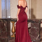 Ladivine CM387 Off the Shoulder Sculpted Beaded Bodice Fitted Gown
