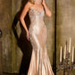 Ladivine CM391 Sparkling Halter Crystal Beadwork Glamorous Fitted Gown