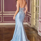 Ladivine CM391 Sparkling Halter Crystal Beadwork Glamorous Fitted Gown