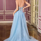Ladivine CM391 Sparkling Halter Crystal Beadwork Glamorous Fitted Gown