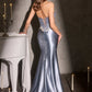 Ladivine CM392 Strapless Corset Bodice Sparkling Beading Fitted Satin Gown