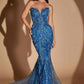 Ladivine CM393 Strapless Sweetheart Fitted Gown Detachable Overskirt