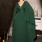Ladivine CM8244 V-Neckline Cape Sleeves Flowing Chiffon Gown