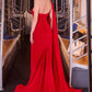 Ladivine CM8428 One Shoulder Fitted Draped Cape Evening Gown