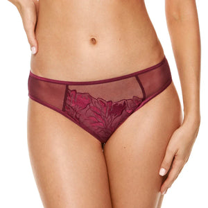 Gorteks Coco Burgundy Sheer Mid Rise Bikini Panty-0