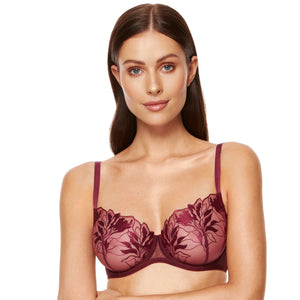 Transparent Demi Underwire Bra Gorteks Coco Burgundy-0