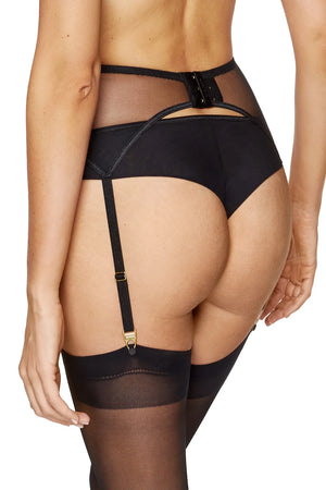 High Waist Mesh Garter Belt Gorteks Coco Black-1