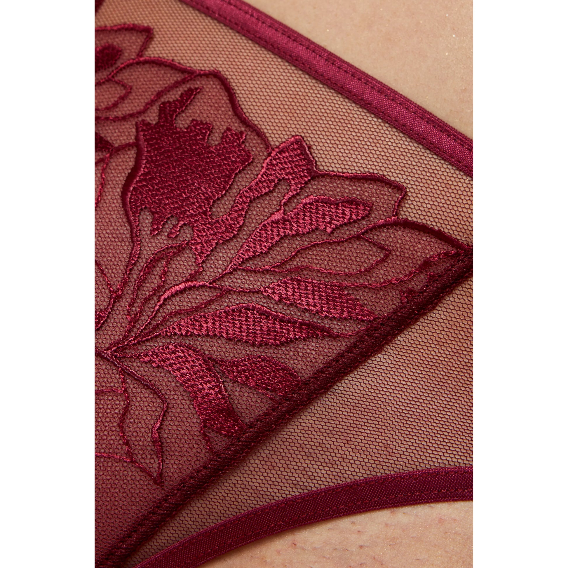 Gorteks Coco Burgundy Sheer Mesh Thong Panty-3