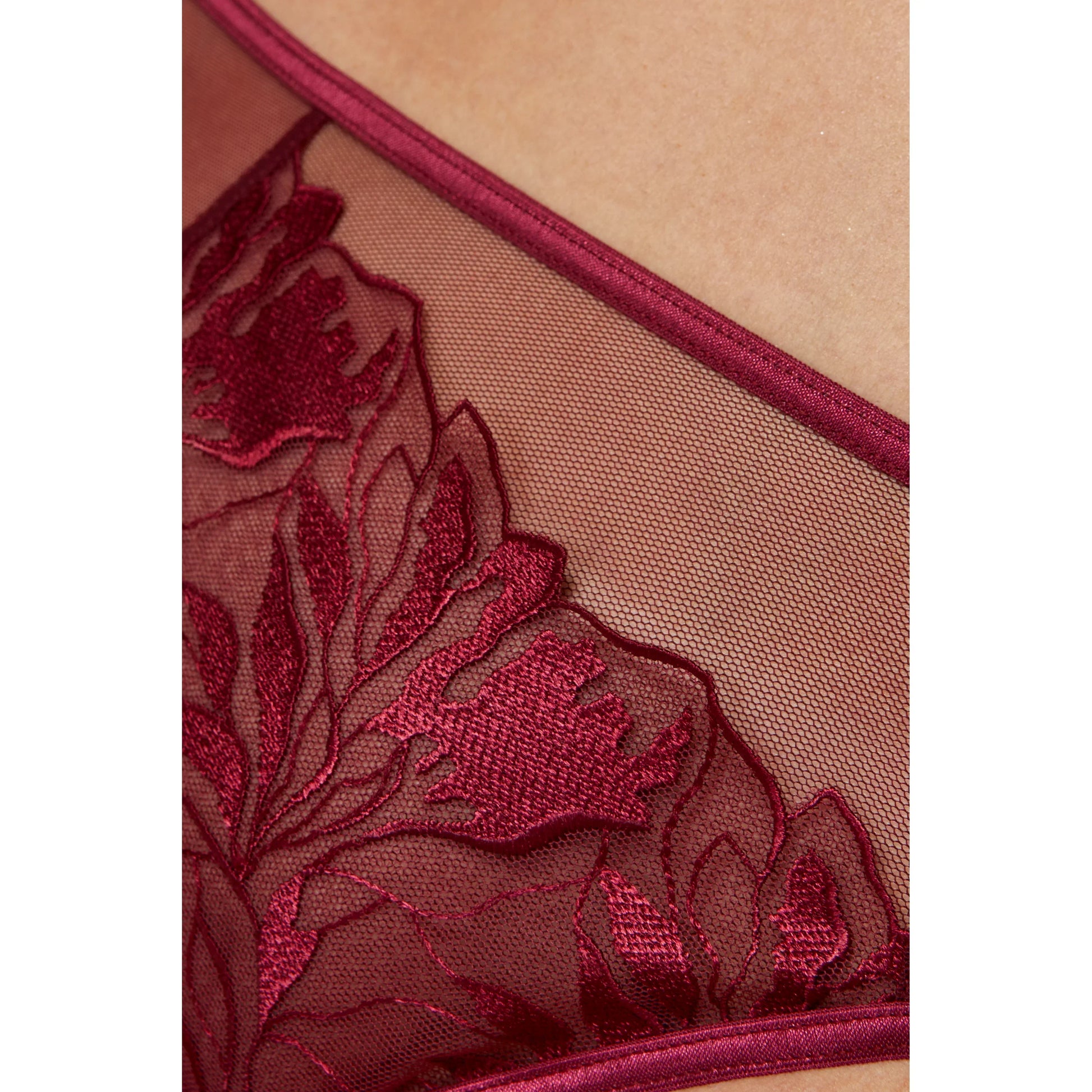 Gorteks Coco Burgundy Sheer Mid Rise Bikini Panty-3