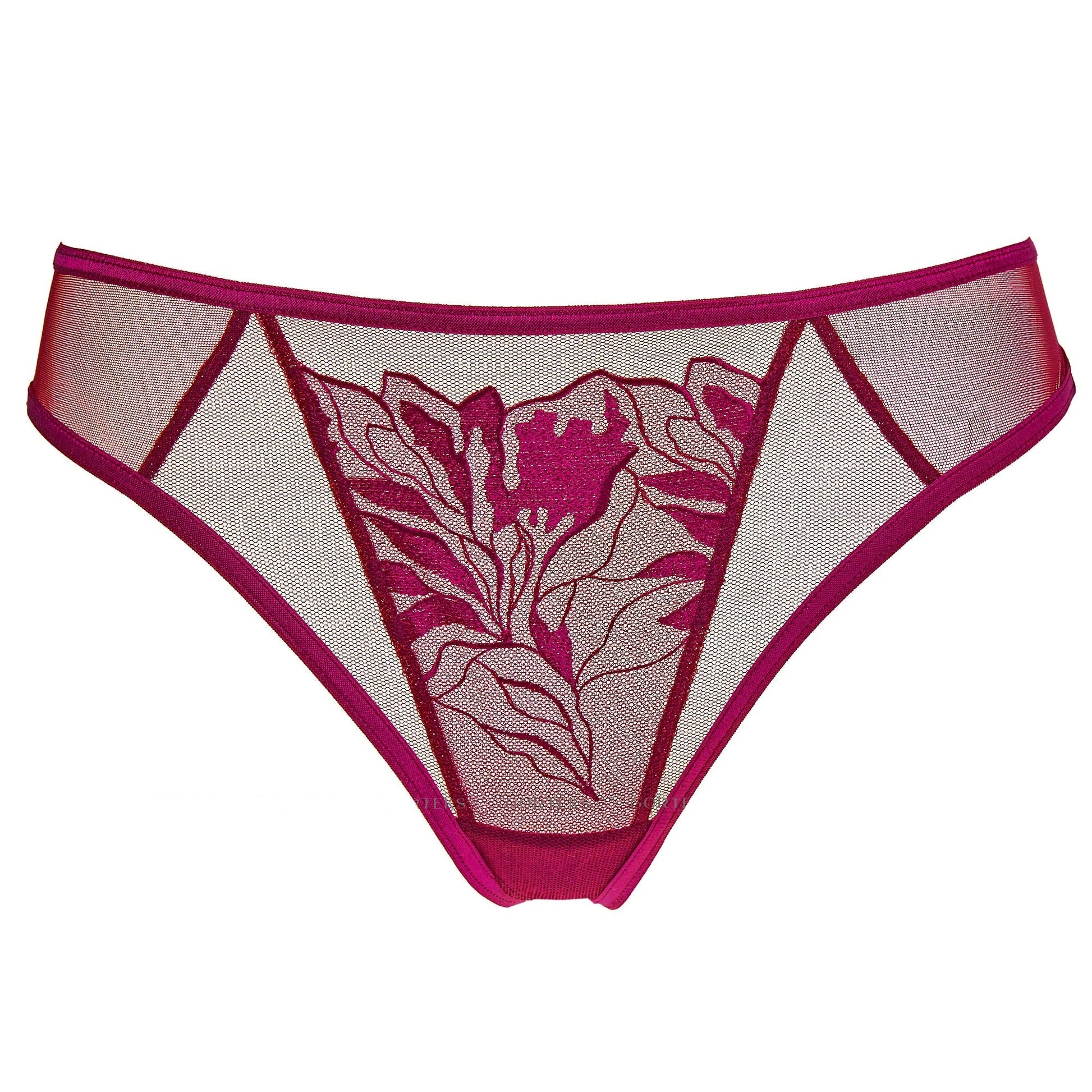 Gorteks Coco Burgundy Sheer Mesh Thong Panty-2