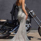 Ladivine CR383 Fitted Silhouette Crystal and Sequin Formal Dress