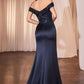 Ladivine CR877 Dress Off the Shoulder Sequin Bodice Formal Gown