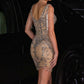 Ladivine CR878 Short Fitted Beaded Dress