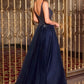 Ladivine CR880 Layered Tulle Skirt V-Neck A-Line Ball Gown