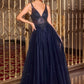 Ladivine CR880 Layered Tulle Skirt V-Neck A-Line Ball Gown