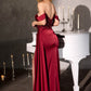 Ladivine CR883 Off Shoulder Luxurious Stretch Satin Fitted Gown