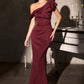 Ladivine CR886 Timeless One Shoulder Cascading Ruffles Stretch Gown