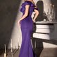 Ladivine CR886 Timeless One Shoulder Cascading Ruffles Stretch Gown