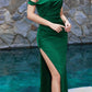 Cinderella Divine CU093 Asymmetrical Shoulder Satin Dress